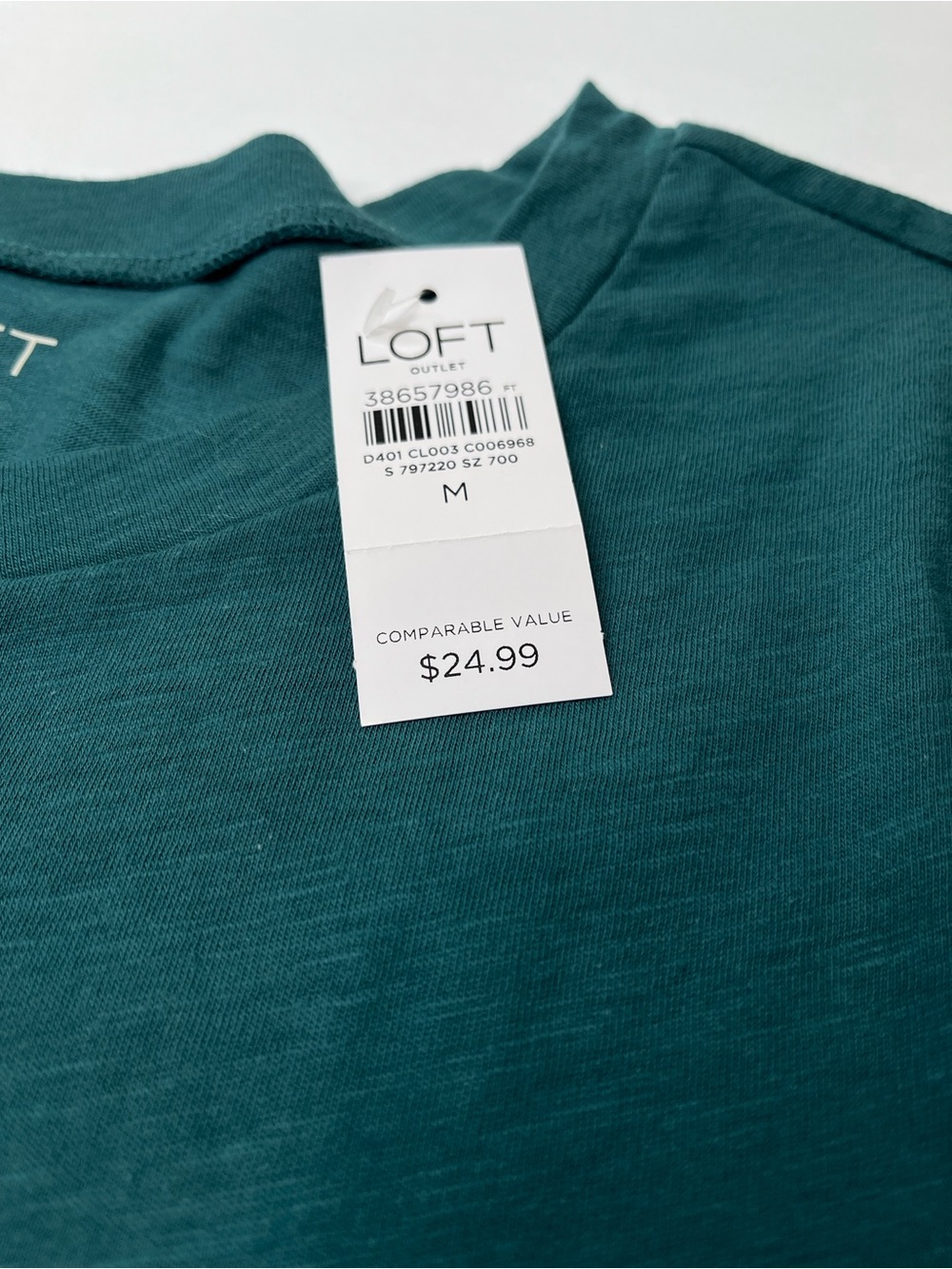 LOFT Women's Green Short-Sleeve Tee size M 100% Cotton lightweight stretch new - Picture 3 of 6